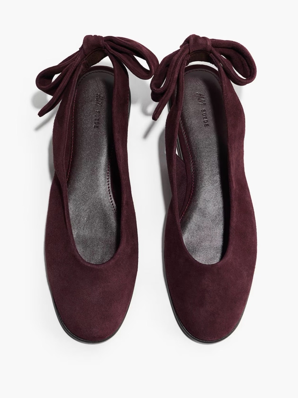 H&M Dark Purple Suede Sling back Flats Size 10 Premium Collection